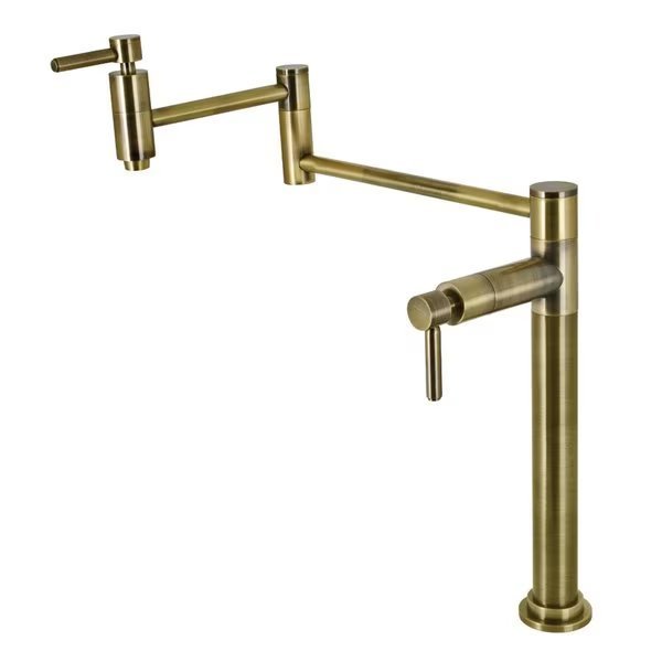 Deck Mount Pot Filler, Antique Brass, Kingston Brass, Mfr#: KS8703DL